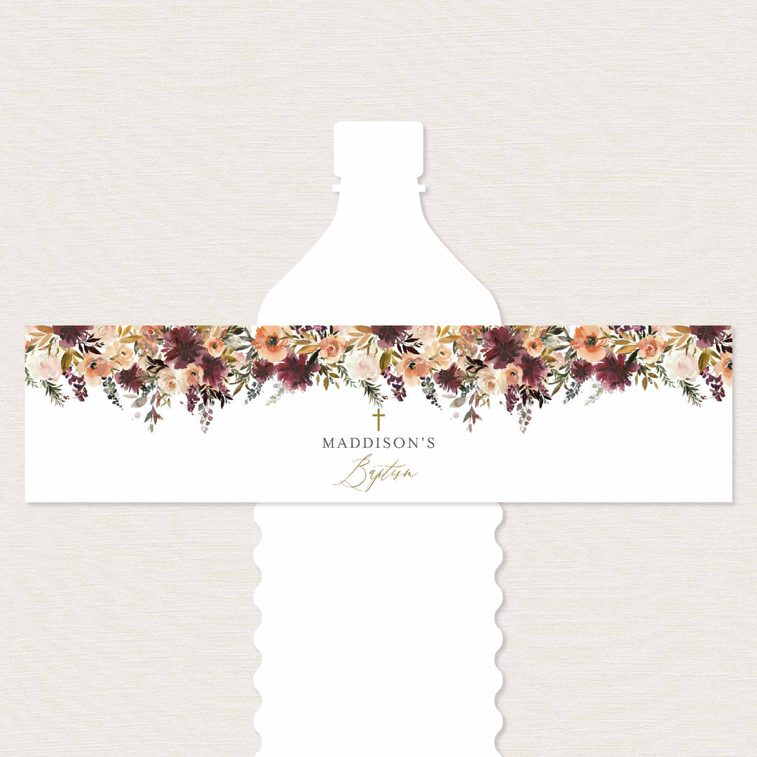 Romance Blush Baptism Water Bottle Label Printable