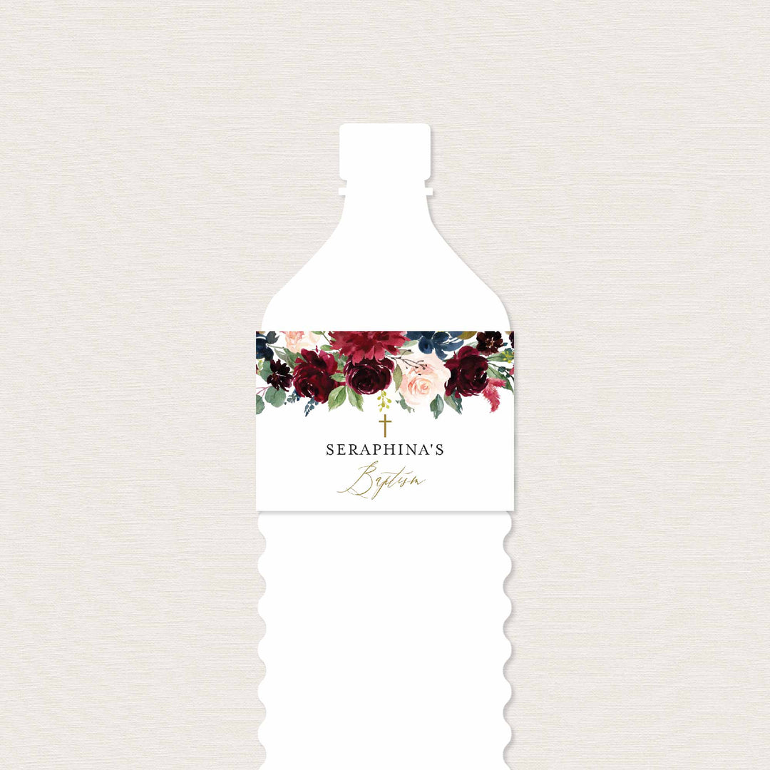 Burgundy Navy Wedding Water Bottle Label Printable