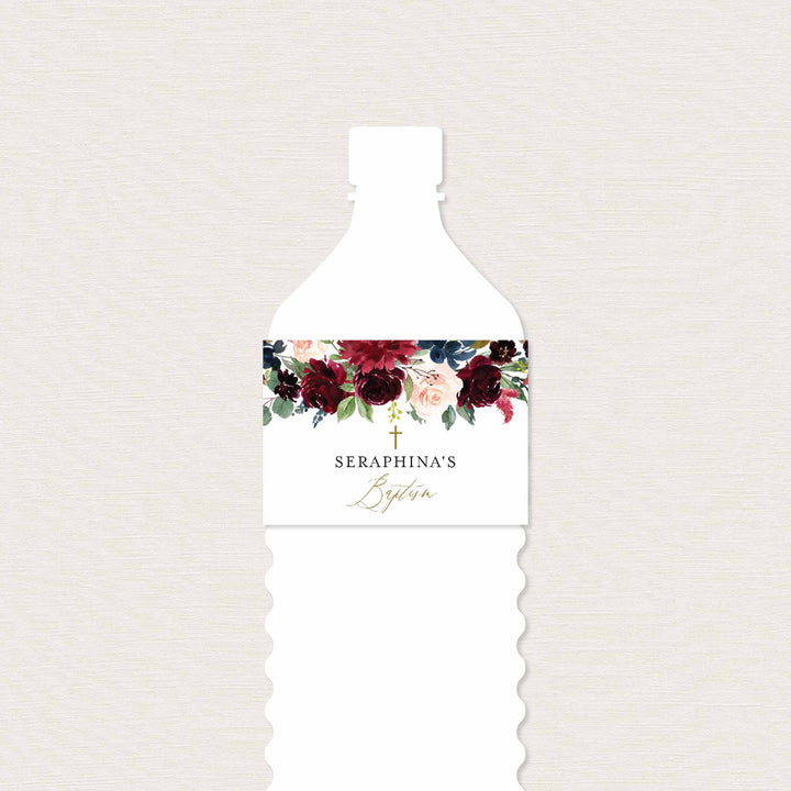 Burgundy Navy Wedding Water Bottle Label Printable