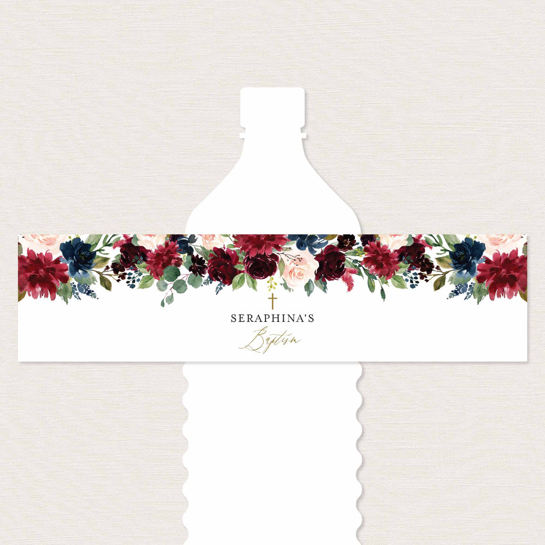 Burgundy Navy Wedding Water Bottle Label Printable