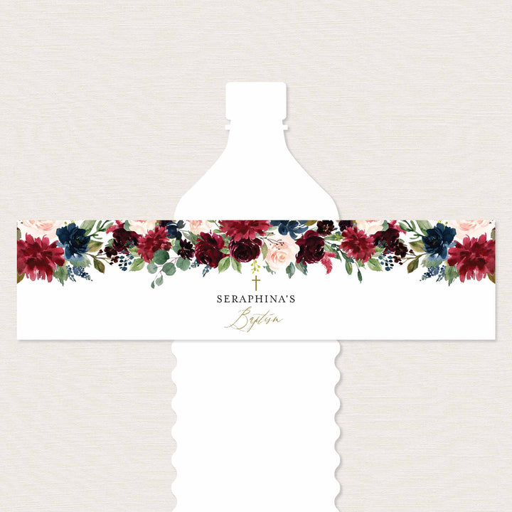 Burgundy Navy Wedding Water Bottle Label Printable