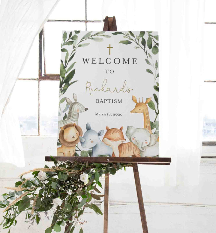 Safari Animals Baptism Welcome Sign Printable