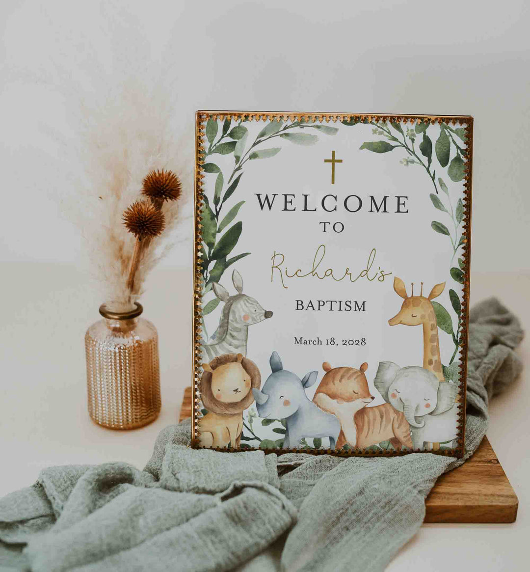 Safari Animals Baptism Welcome Sign Printable