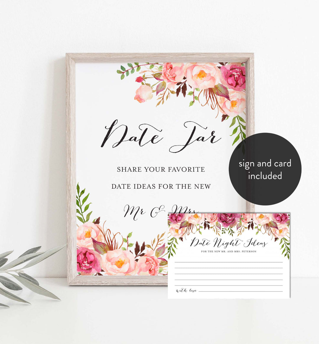 Pink Floral Wedding Date Night Ideas Printable