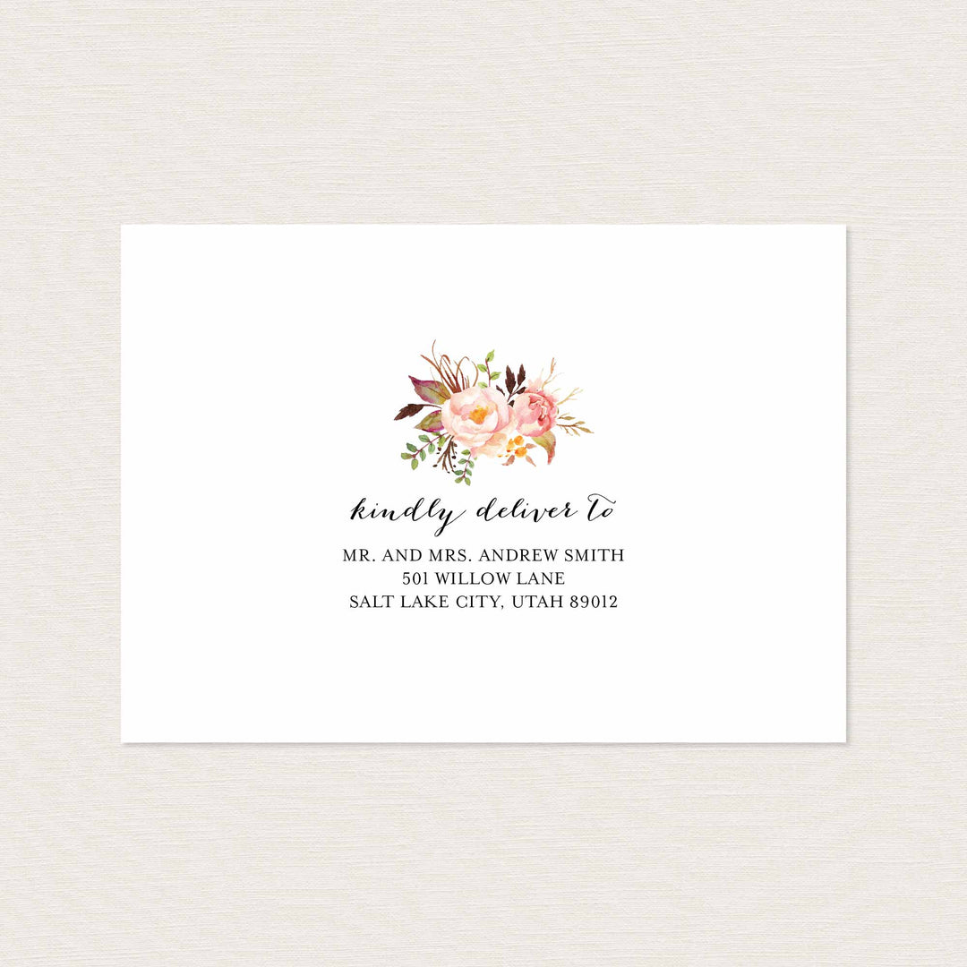 Pink Floral Wedding Envelope Addressing Printable