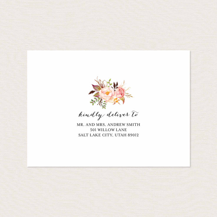 Pink Floral Wedding Envelope Addressing Printable