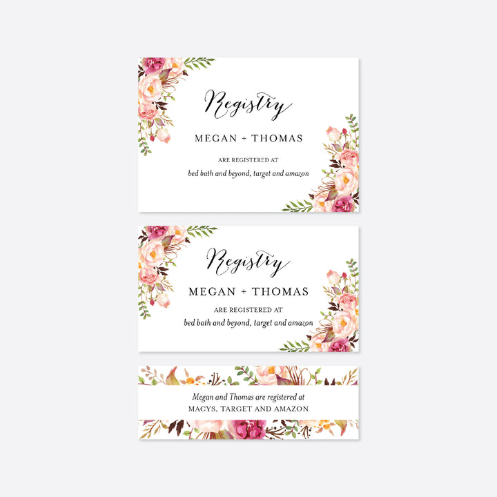 Pink Floral Wedding Registry Card Printable
