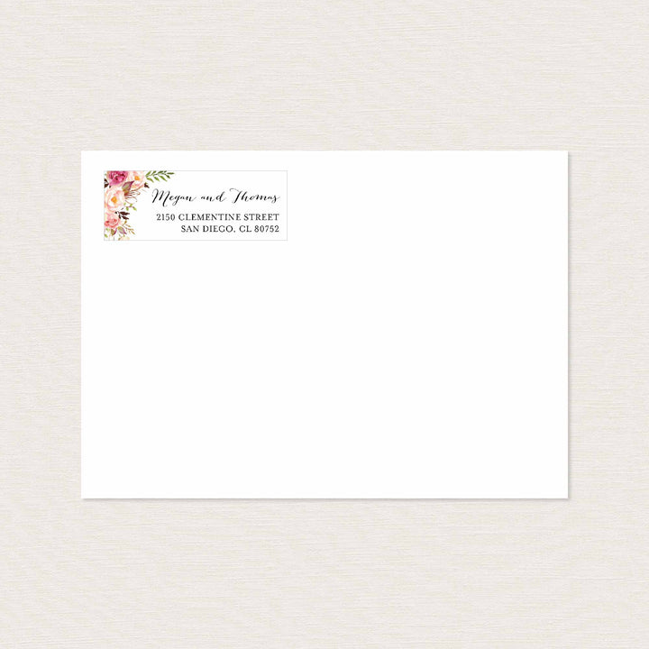 Pink Floral Wedding Return Address Label Printable