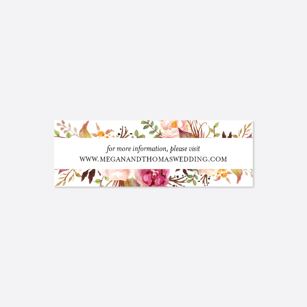 Pink Floral Wedding Website Card Printable