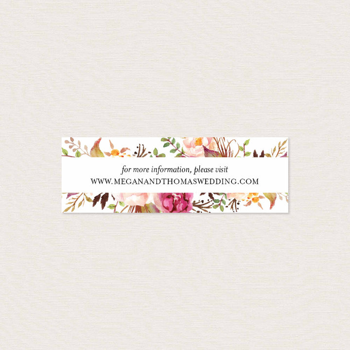 Pink Floral Wedding Website Card Printable