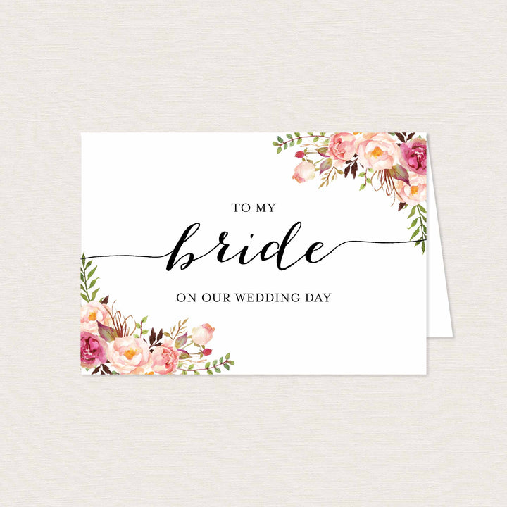 Pink Floral Wedding Day Card Printable