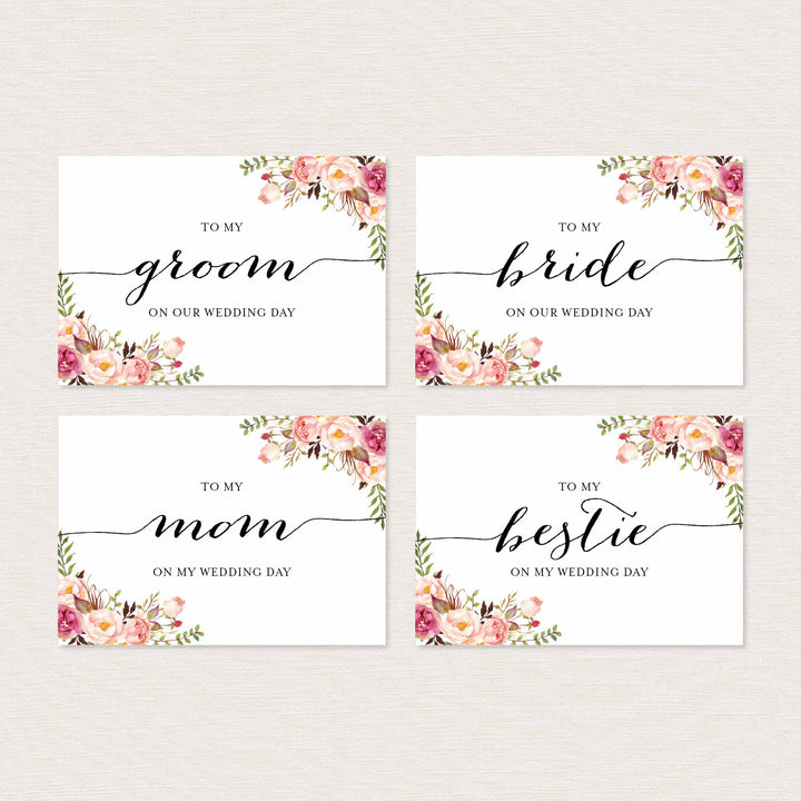 Pink Floral Wedding Day Card Printable