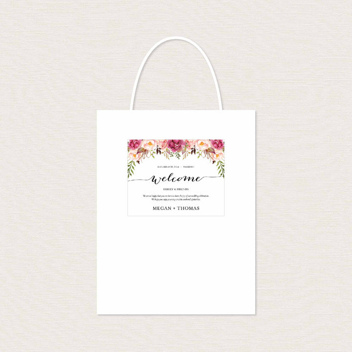 Pink Floral Wedding Welcome Bag Label Printable