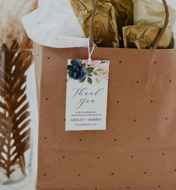 Navy Blush Wedding Favour Tag Printable