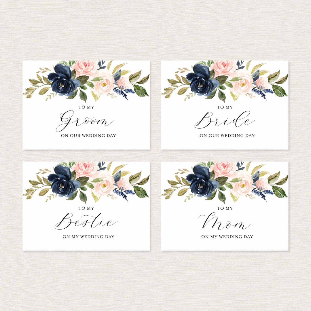 Navy Blush Wedding Day Card Printable