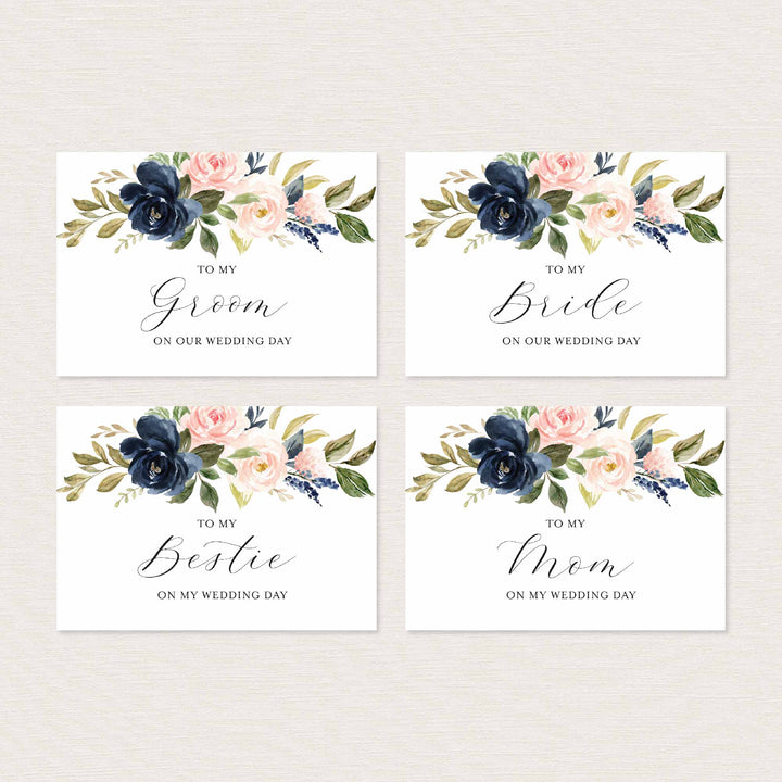 Navy Blush Wedding Day Card Printable