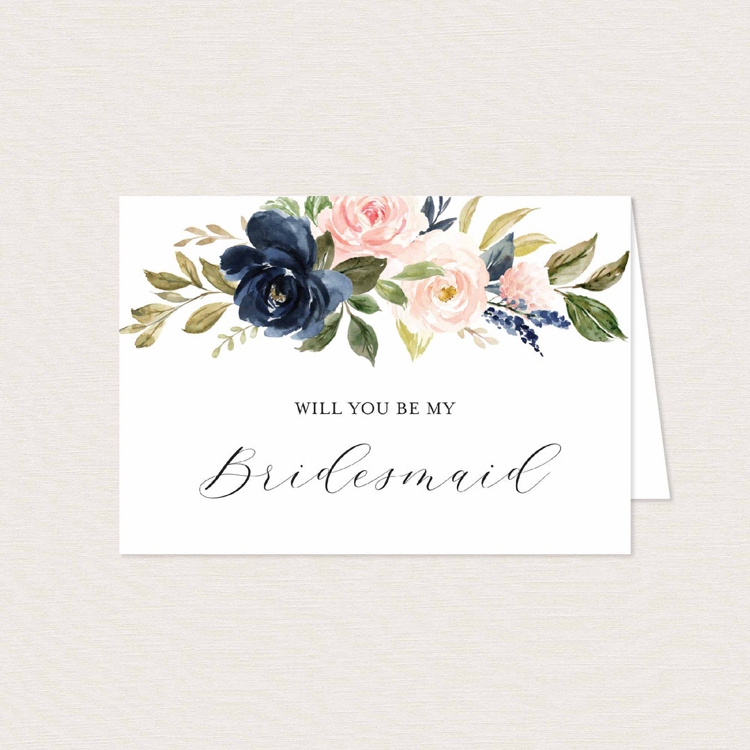 Navy Blush Wedding Proposal Card Printable