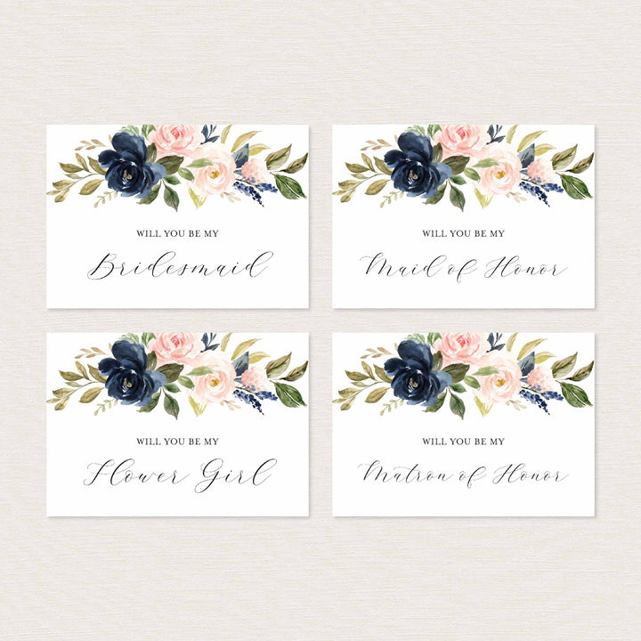 Navy Blush Wedding Proposal Card Printable