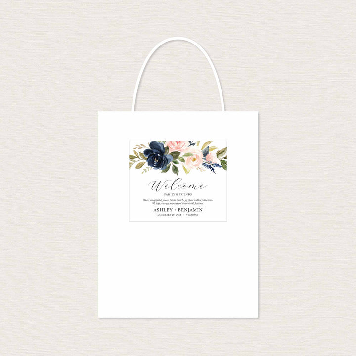 Navy Blush Wedding Welcome Bag Label Printable