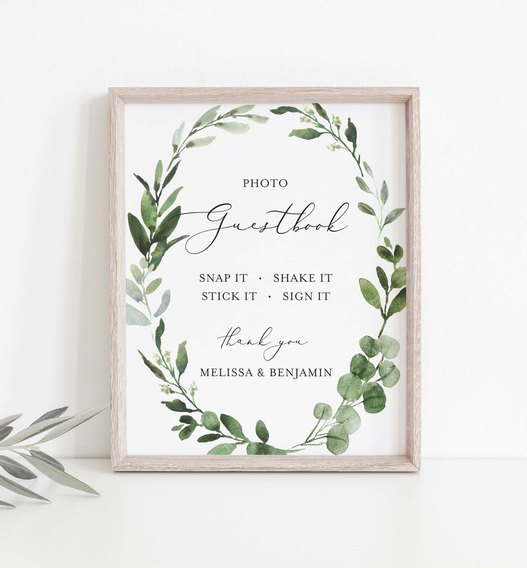 Foliage Wedding Photo Guestbook Sign Printable