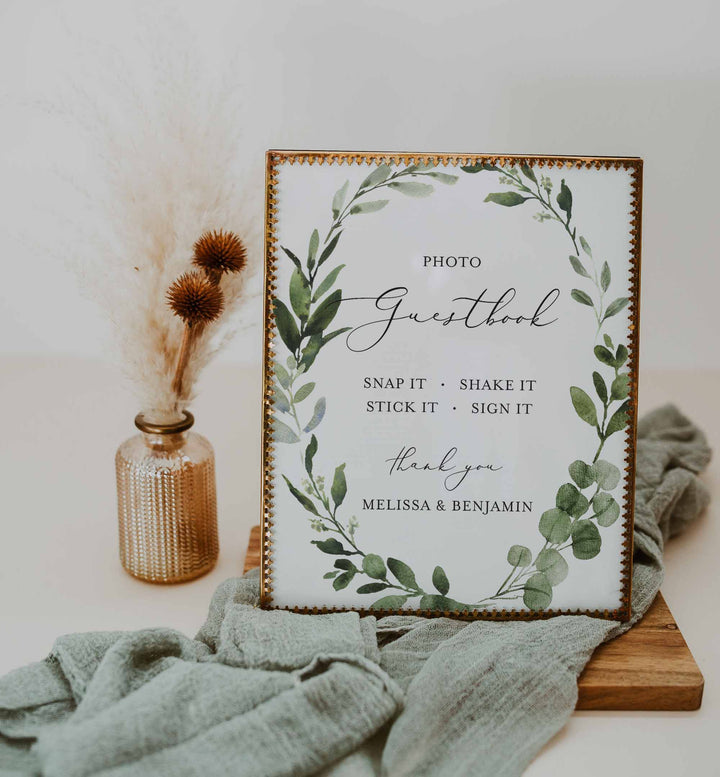 Foliage Wedding Photo Guestbook Sign Printable