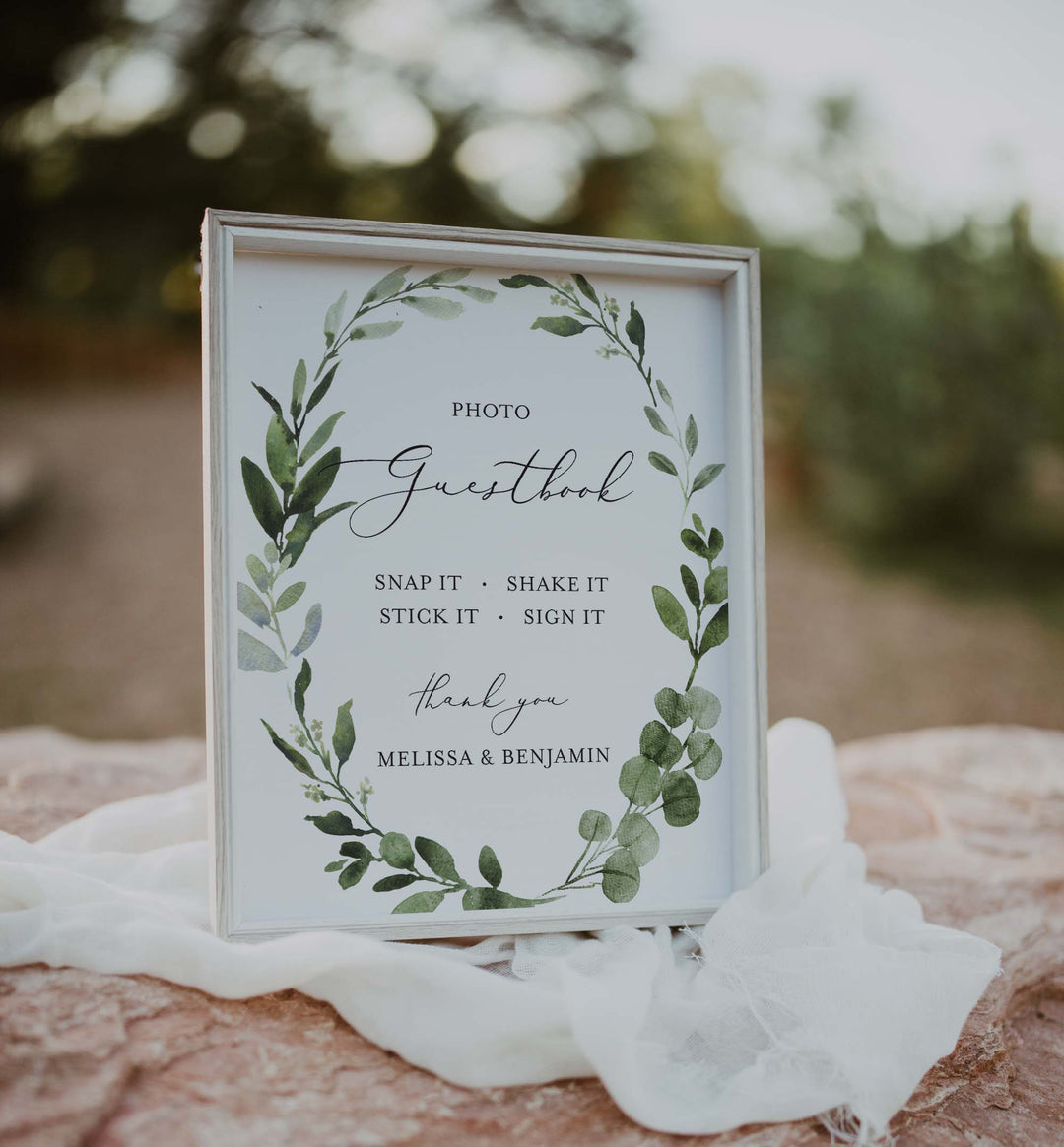 Foliage Wedding Photo Guestbook Sign Printable