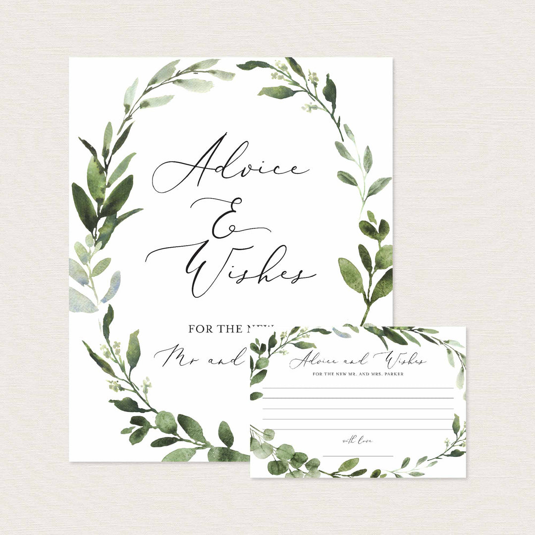 Foliage Wedding Advice and Wishes Printable