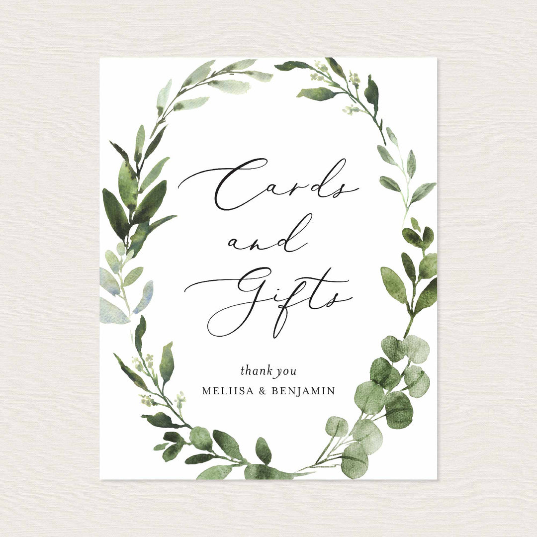 Foliage Wedding Cards and Gifts Sign Printable