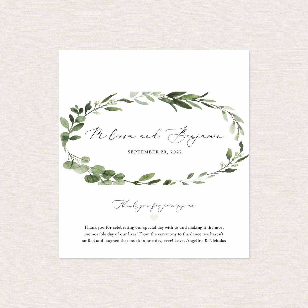 Foliage Wedding Chocolate Bar Wrapper Printable