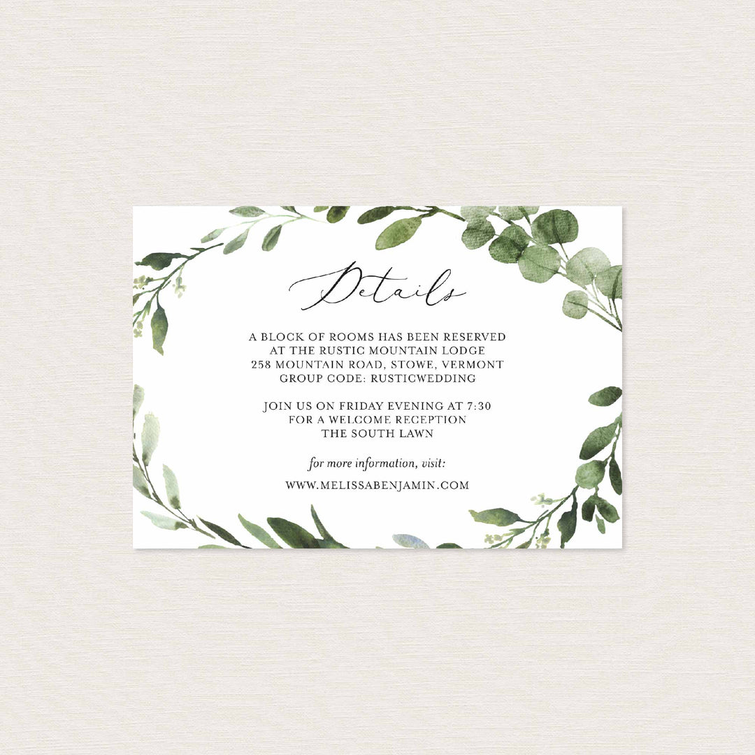 Foliage Wedding Details Card Printable