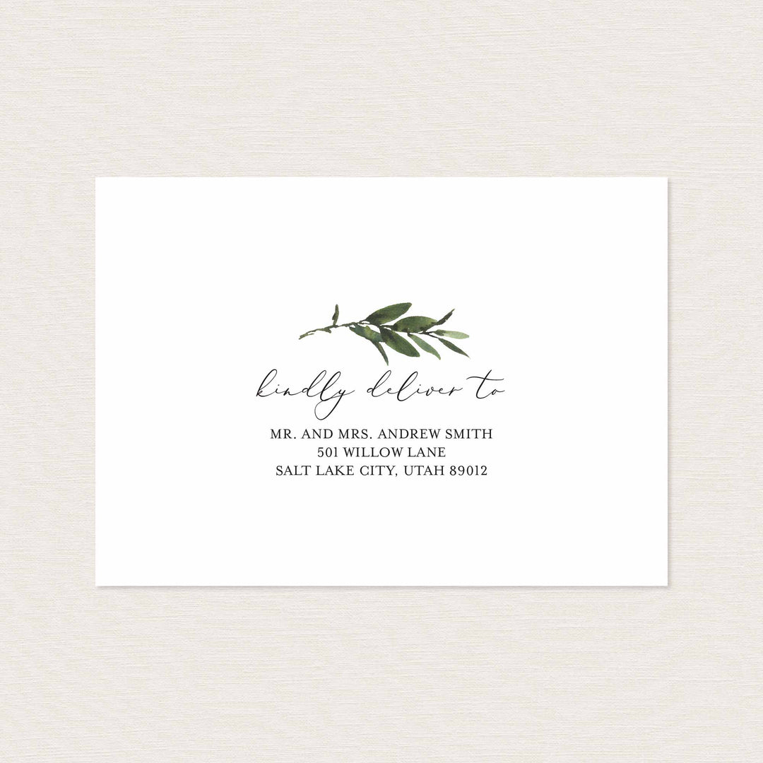 Foliage Wedding Envelope Addressing Printable