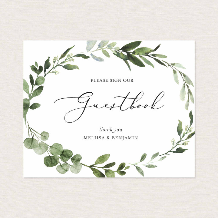 Foliage Wedding Guestbook Sign Printable