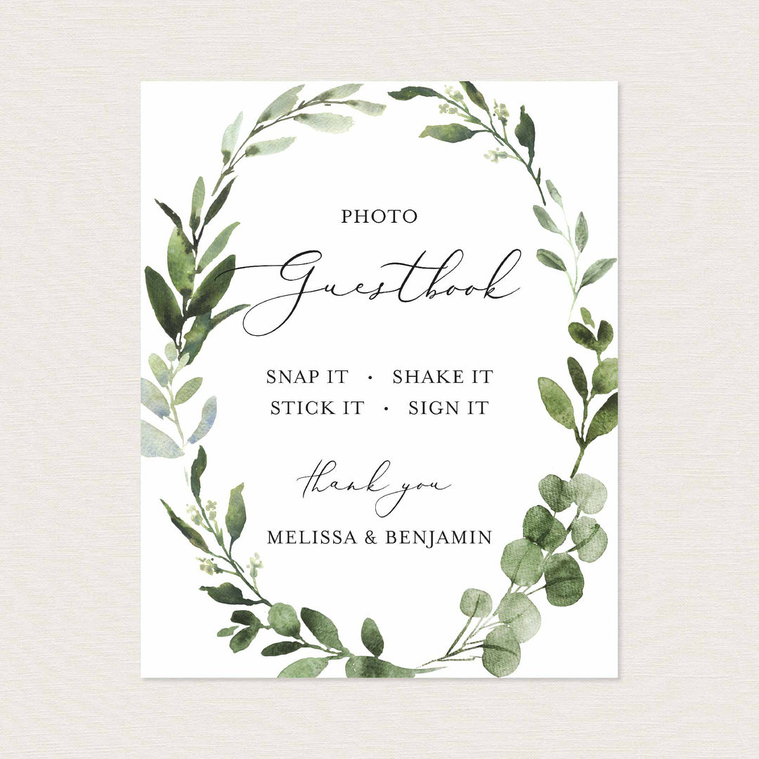 Foliage Wedding Guestbook Sign Printable