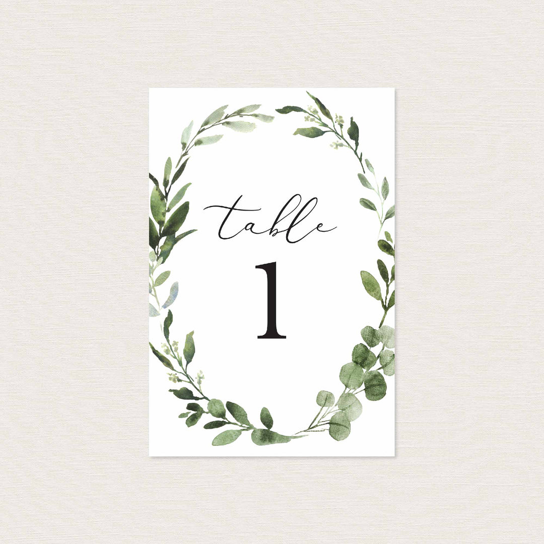 Foliage Wedding Table Number Printable