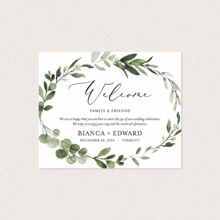 Foliage Wedding Welcome Bag Label Printable