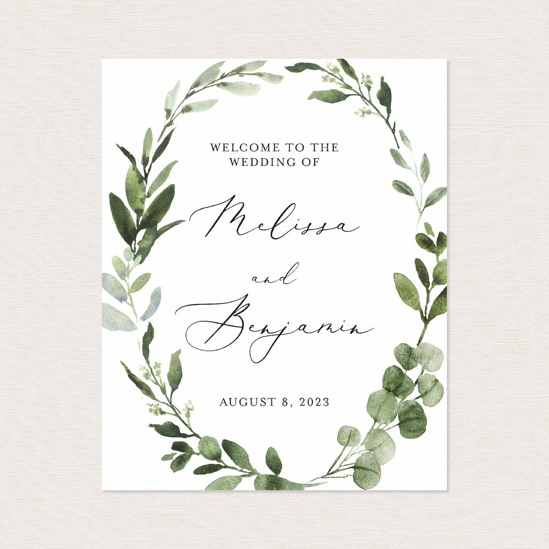 Foliage Wedding Welcome Sign Printable