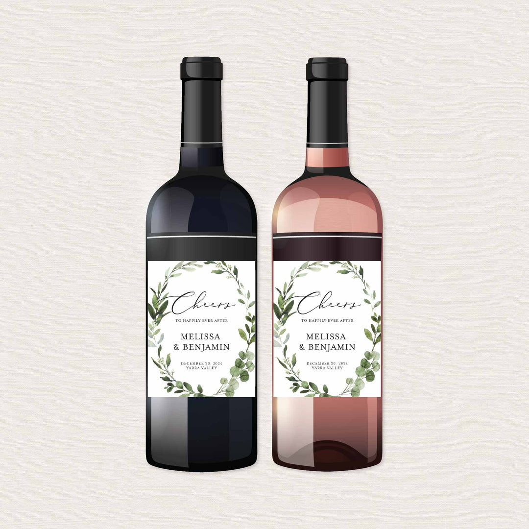 Foliage Wedding Wine and Champagne Label Printable