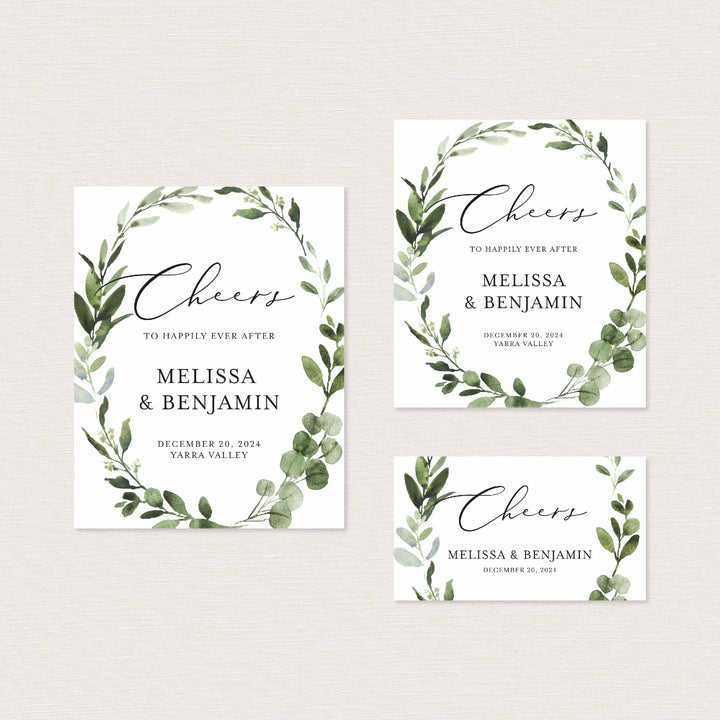 Foliage Wedding Wine and Champagne Label Printable