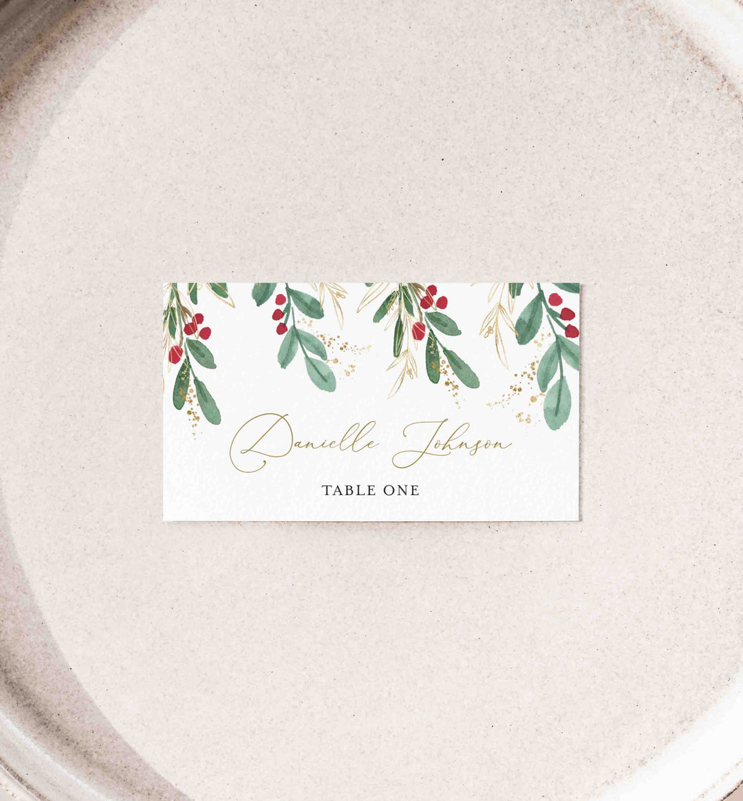 Winter Berry Wedding Place Card Printable