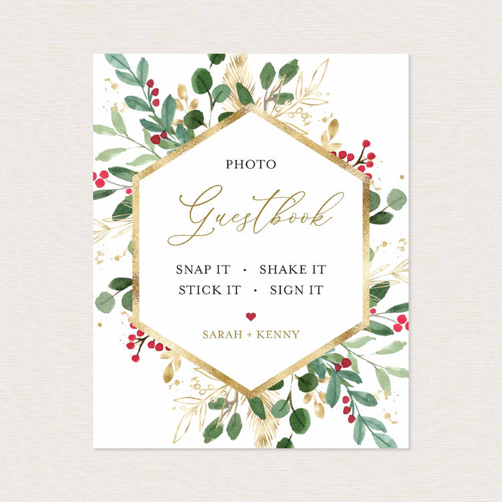 Winter Berry Wedding Guestbook Sign Printable