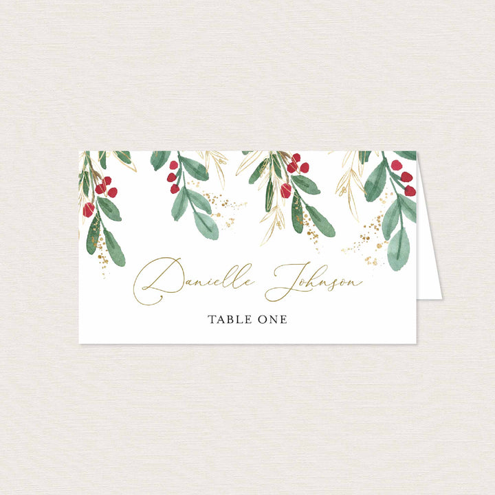 Winter Berry Wedding Place Card Printable