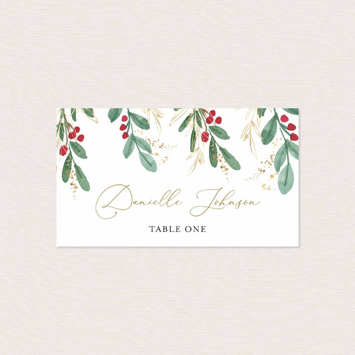 Winter Berry Wedding Place Card Printable