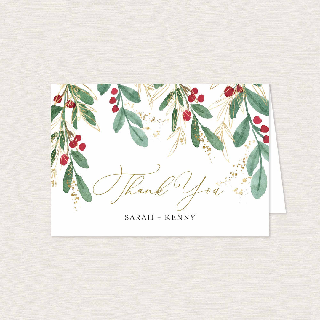 Winter Berry Wedding Thank You Card Printable