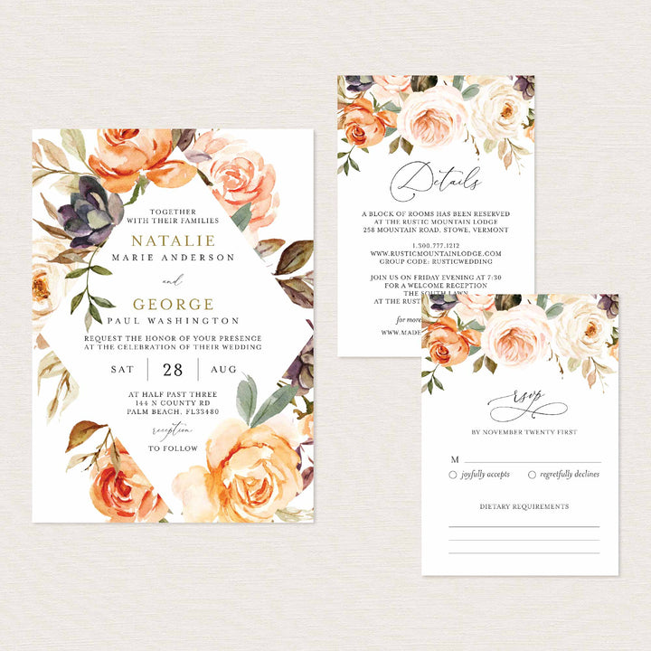 Autumn Garden Wedding Suite Printable