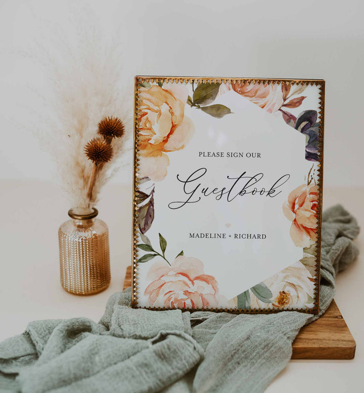 Peach and Cream Wedding Guestbook Sign Printable