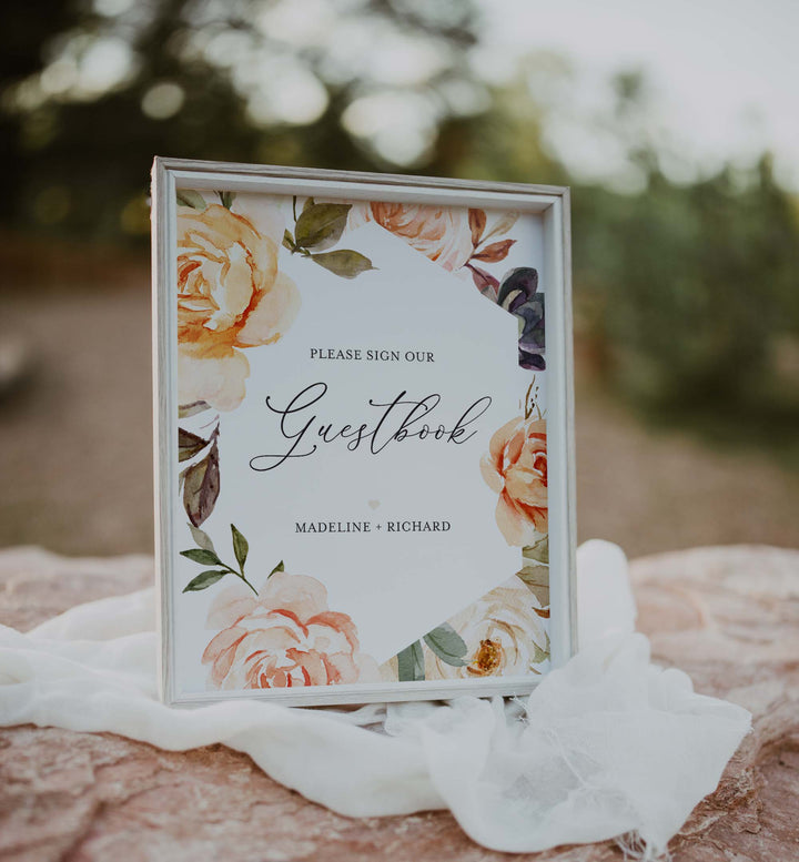 Peach and Cream Wedding Guestbook Sign Printable