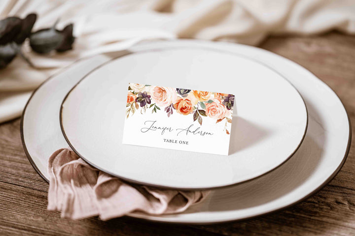 Autumn Garden Wedding Place Card Printable