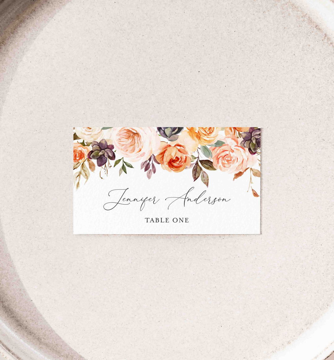 Autumn Garden Wedding Place Card Printable