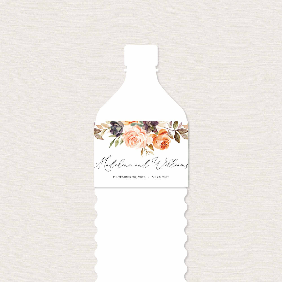 Autumn Garden Wedding Water Bottle Label Printable