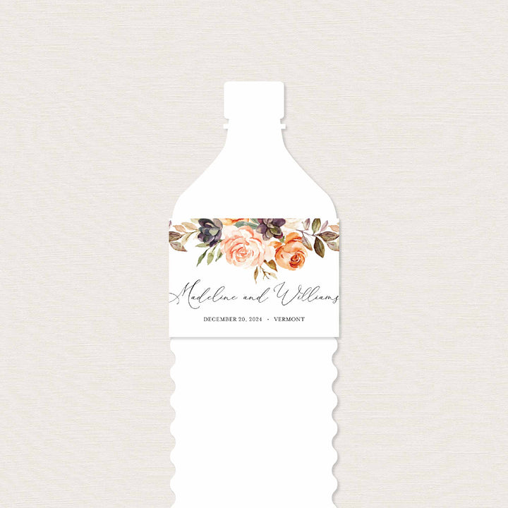 Autumn Garden Wedding Water Bottle Label Printable